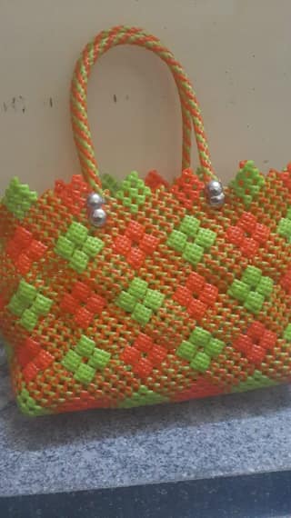 Handwoven Green and Orange Market Tote