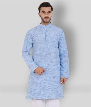 Latest Chikan - Blue Cotton Men's Regular Kurta ( Pack of 1 )