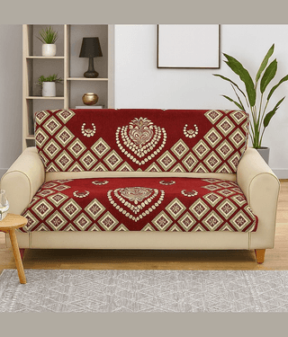FURNISHING HUT 3 Seater Chenille Sofa Cover ( Pack of 1 )