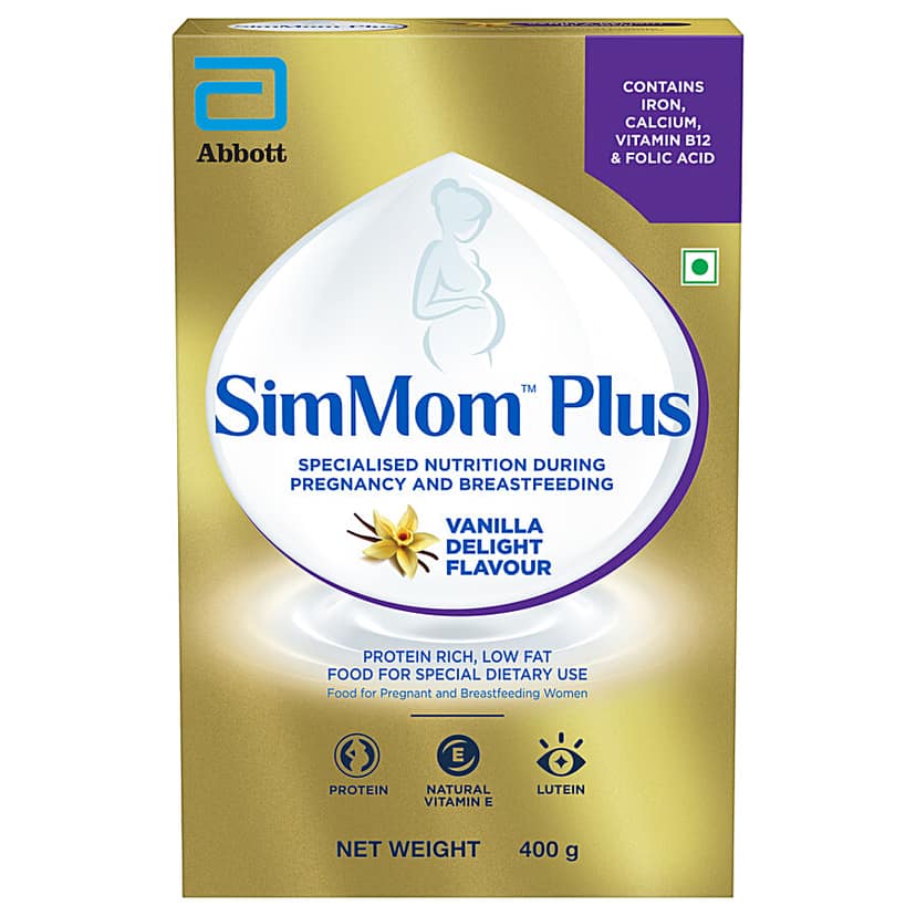 SimMom IQ+ Maternal Nutrition With DHA Health Drink - Vanilla Delight Flavour, 400 g