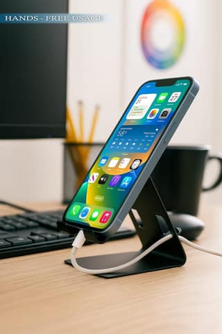 Universal Heavy-Duty Metal Mobile & Tablet Stand | Anti-Slip, Scratch Free | Hands-Free Desk Holder for All Smartphones & Tablets