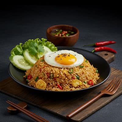 Egg Chilly Garlic Fried Rice