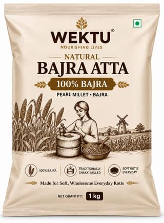WEKTU Natural Bajra Atta 1 kg | 100% Bajra | Pearl Millet Flour | Traditionally Chakki Milled