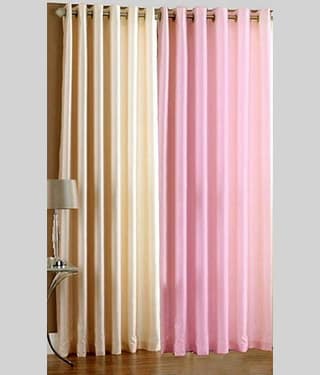 N2C Home Solid Semi-Transparent Eyelet Curtain 7 ft ( Pack of 2 ) - Pink