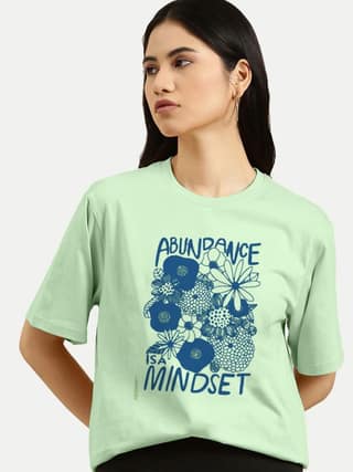 Women Printed Pista Green Tee