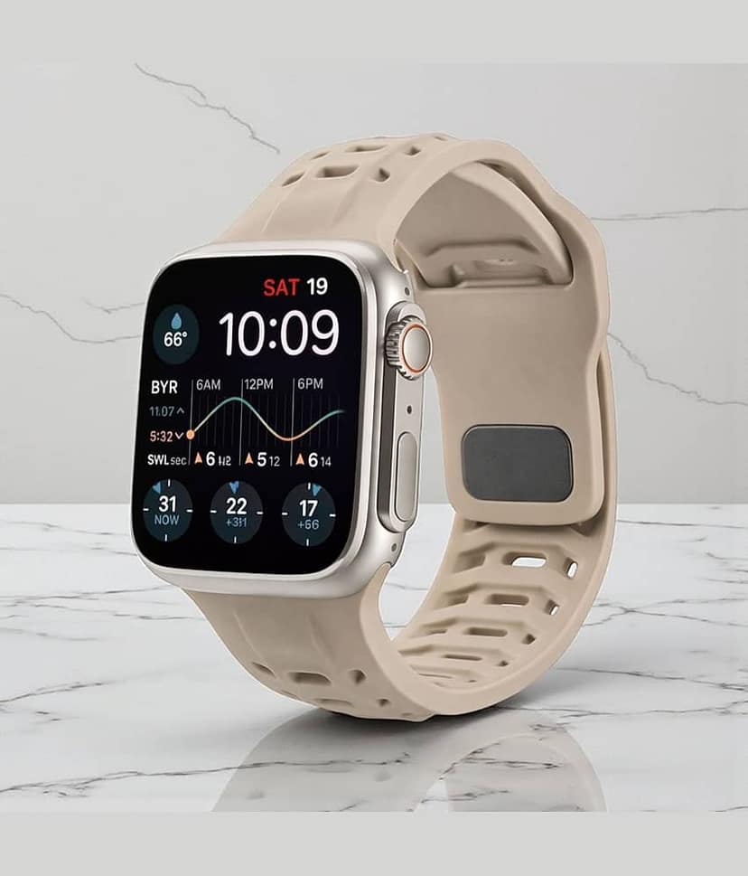 Lorenz Soft Silicone Waterproof Smartwatch Strap for watch| Replacement Sports Band (Compatible with 42/44/45/49mm)– Cream view 2