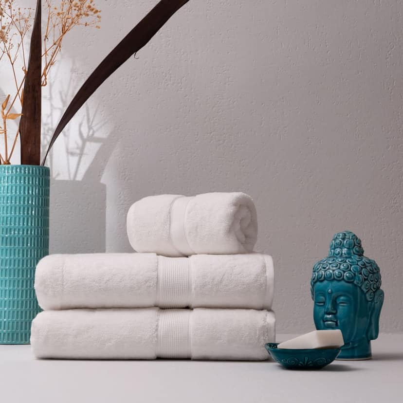 Feather & Spun Lavender Scented Bath Towel | Oeko-TEX® Standard 100 | Fade-Resistant| Anti Microbial | Double Needle Stitch | 800 GSM Pure Cotton 76 x 137 cm (Pure Snow) view 5