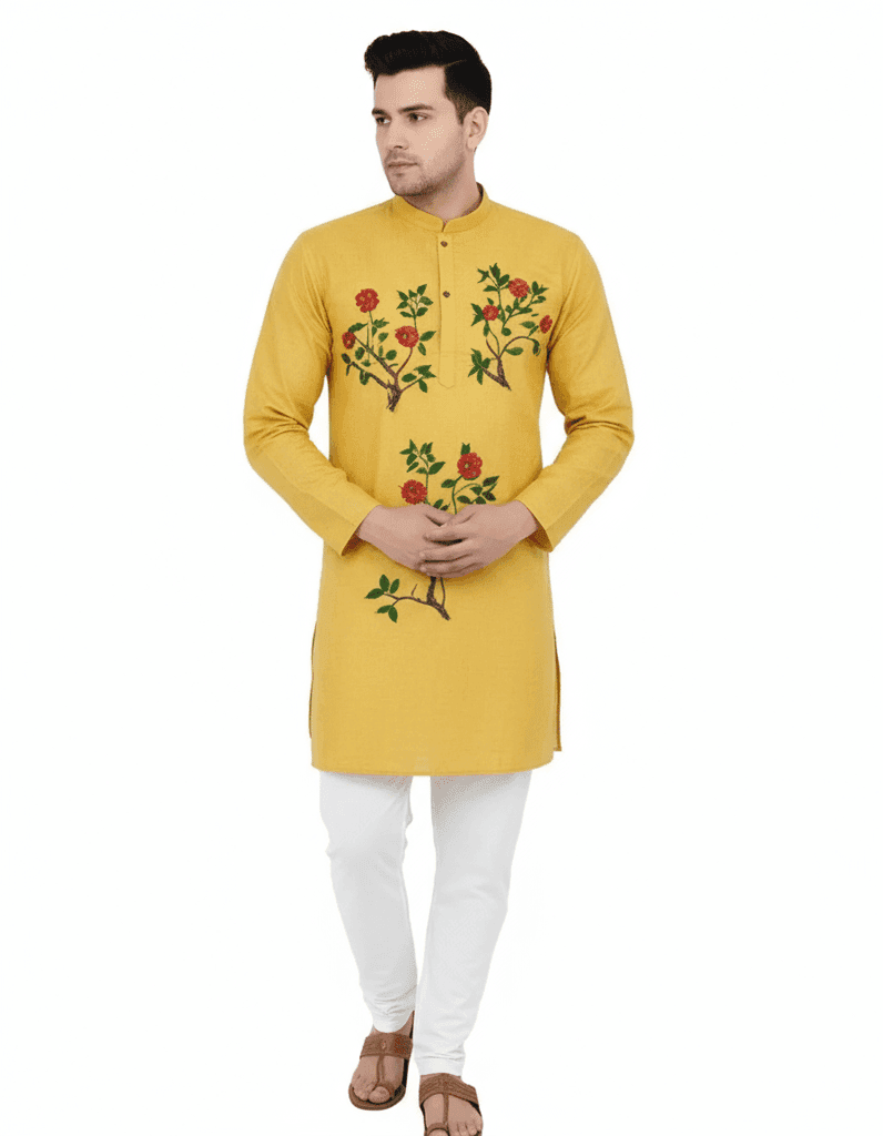 Gorgeous Kantha Stitch Pure Cotton Kurta for Men