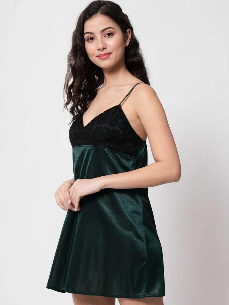 Hot Bridal Honeymoon Babydoll and Bikini Dress-Green-B40Gb view 9