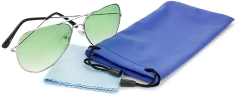HRINKAR Gradient, Mirrored, UV Protection Pilot Sunglasses (Free Size) (Grey, Green) view 3