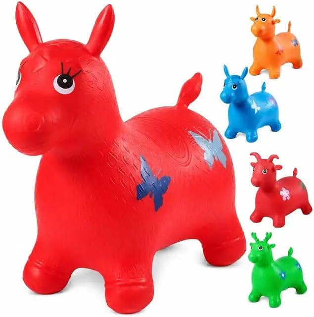 air Animal Shape Jumping Toys Riding Bouncing Horse/Sheep/Donkey/Got/Cow Toy for Kids (Colour and Characters May Vary As Per Availability, Multicolour) view 3