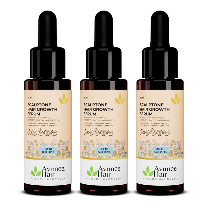 Avimee Herbal Scalptone Hair Growth Serum (Pack of 3) | Scientifically Proven Formula | Enriched with Nansyl & Green Tea Extract | For Hair Growth & Hair Fall Reduction | 25 ml each Avimee Herbal Scalptone Hair Growth Serum (Pack of 3) | Scientifically P
