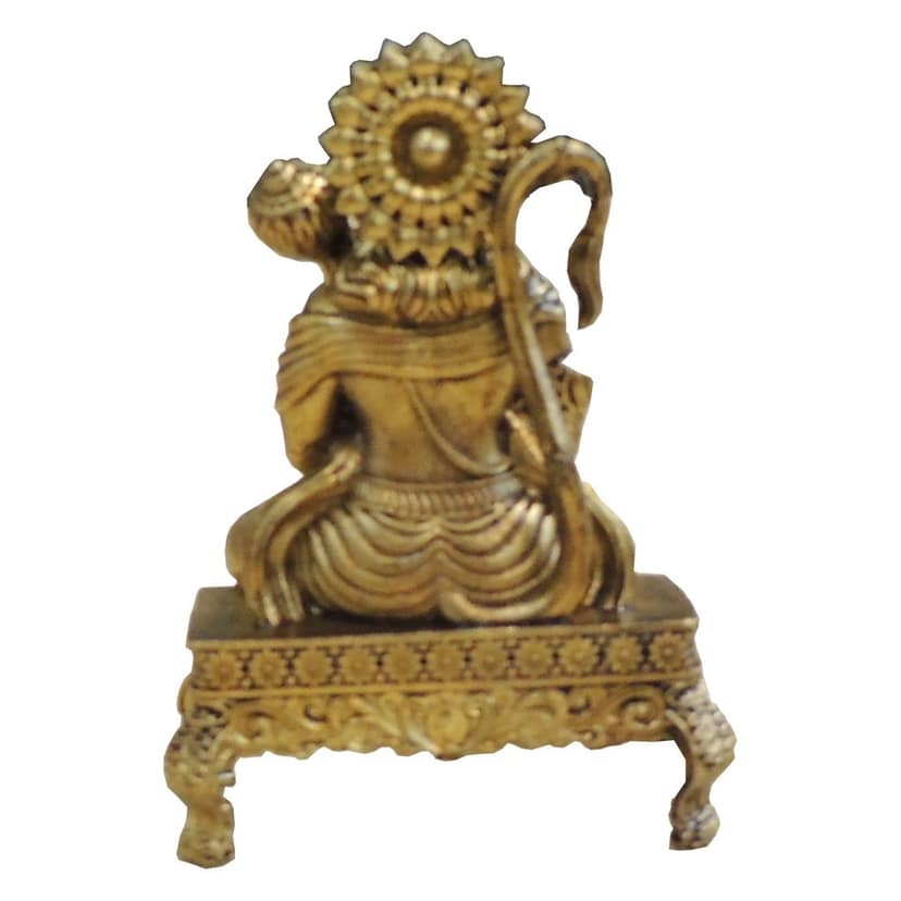 Brass Hanuman Ji Chowki Idol Statue for Pooja Room, Height : 2.5 Inch (BSMAS1927 G) view 2