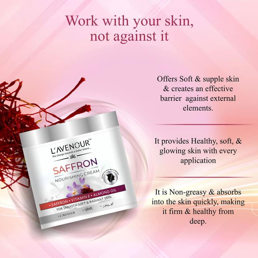 L'avenour Saffron Nourishing Cream with Vitamin E For Soft, Smooth & Radiant Skin - 100ml view 4