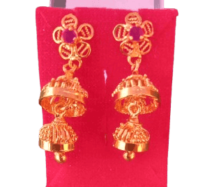 One Gram Gold Plated Traditional Indian Jhumka Earrings For Women