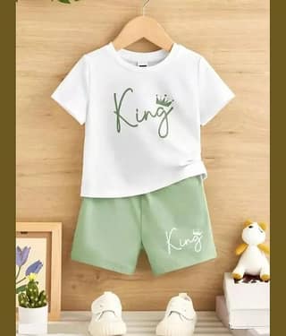 CUTEVIBE Pack of 1 Unisex for Baby Cotton Blend T-Shirt & Shorts ( White )