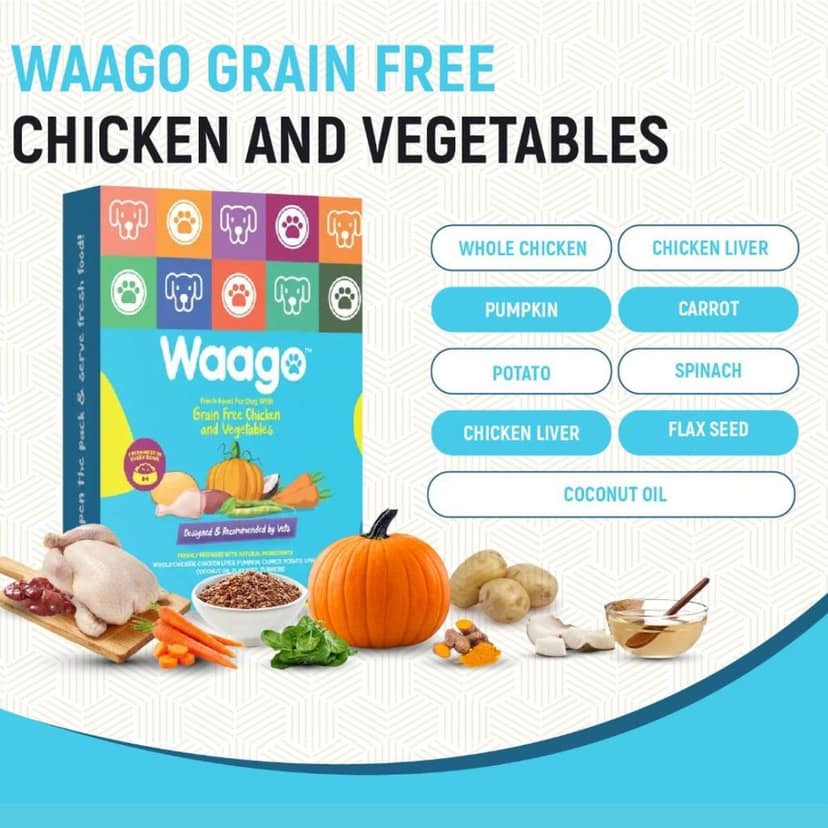 Waago Grain Free Chicken and Vegetables Fresh Food for all Breed Dog 300gm view 5