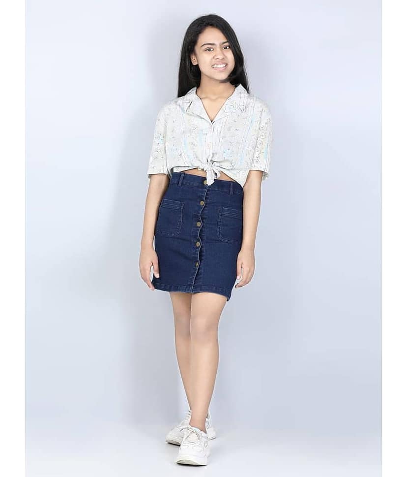 StyleStone Pack of 1 Girls Denim Straight ( Navy ) view 2