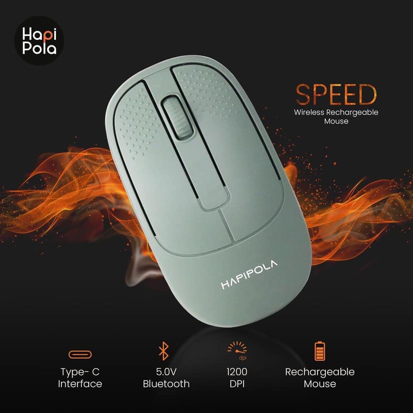 HAPIPOLA Speed Rechargeable Mouse,Wireless Bluetooth Rechargeable Mouse,Portable Lightweight 2.4G 1600 DPI Plug-and-Play Optical Mouse,Compatible with iPad/Laptop/PC/Mac/Windows view 6