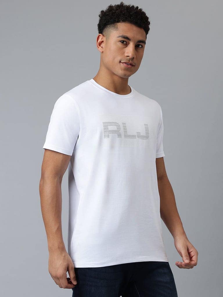 Men Off-White Regular Fit Crew Neck T-Shirt view 6
