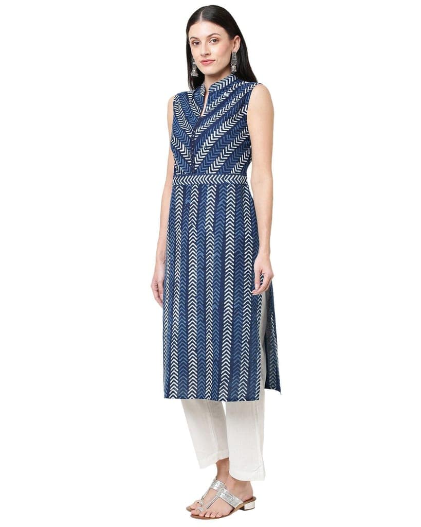 Neel pankh mirror work handcrafted pure cotton kurta view 4