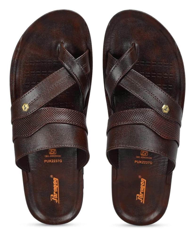 Paragon Men's Slip-on Brown Sandals for Men | Comfortable Sole & Durable view 2