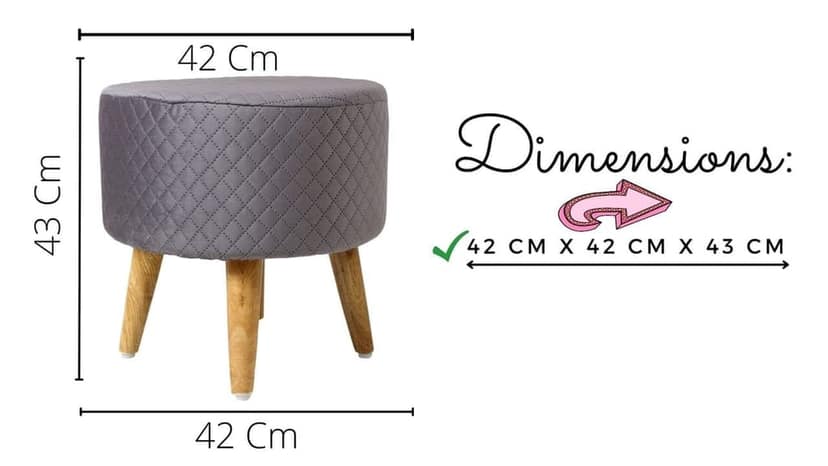 Shadowkart Ottoman Pouffes Sitting Mudda Puffy Stool for Living Room Dressing Table Pouf Round Footstool for Office Home Decor, Check Holland Velvet ,16x16x17 Inch view 2