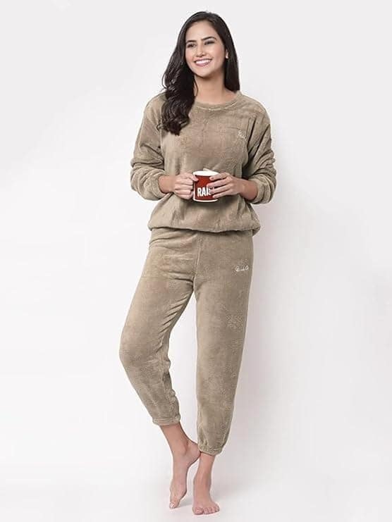 Combo Pack of 2 Women Winter Nightsuit Ladies Warm Night Suit Girls Pyjama Women's Top and Pajama Pants Regular Fit Pyjama Set view 7