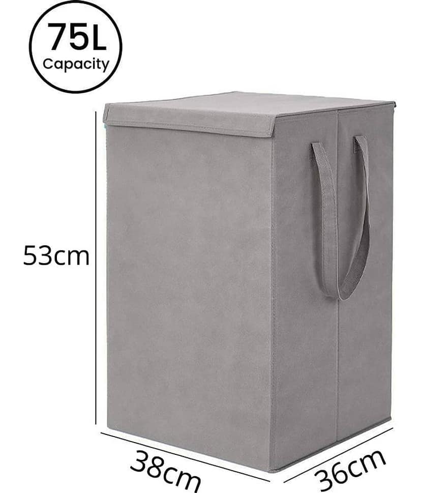 75 L Foldable Storage Box/Laundry Bag for Clothes|Toy Storage Box with Lid & Handle,Red & Black (Pack of 1 ) view 2