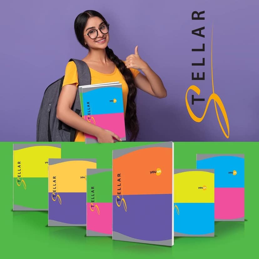 Navneet Youva Stellar | Soft Bound Long Book | A4 Size 21 cm x 29.7 cm | Single Line | 196 Pages | Pack of 3, Multicolor, (23961) view 3