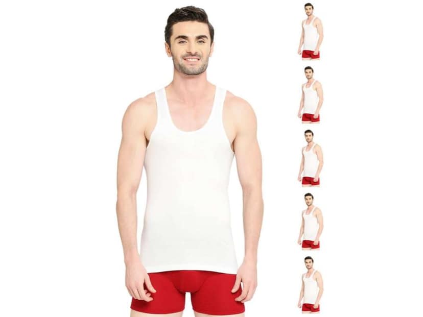 VIP Supreme Men's 100% Cotton White Vest, Moisture Absorbent Inner wear for Men - Pack of 6 - L