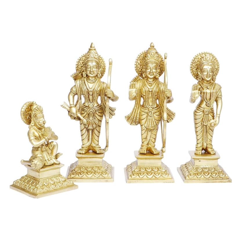ARTVARKO Brass Ram Darbar Statue Shree Ram Ji Sita Laxman Hanuman Home Décor Puja Bhagwan Idol Murti for Mandir Temple 8.5 Inches view 2