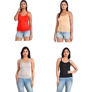 Ginash Women's Cotton Modal Slips (Pack of 4)