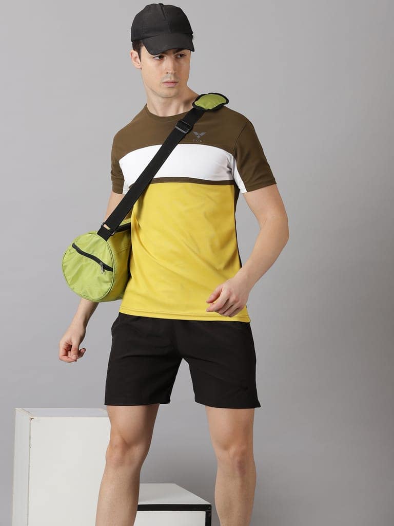 Polyester Olive & Yellow Round Neck view 3