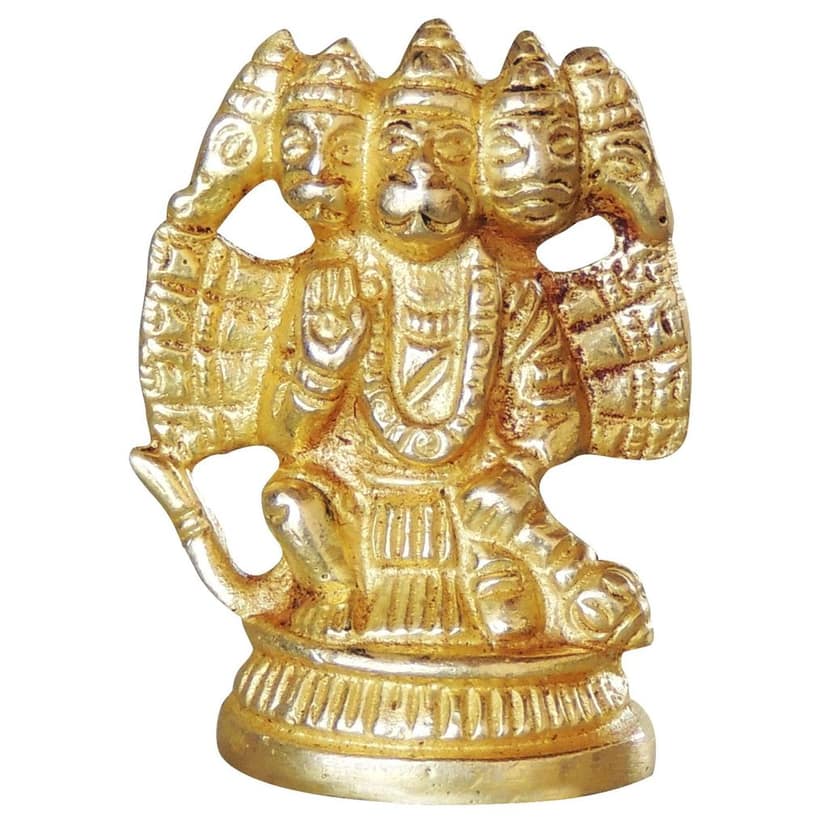 Brass Panchmukhi Hanuman Ji Showpiece Statue - Sacred Temple Murti, Height : 2 Inch (BSMAS1048 C) view 2