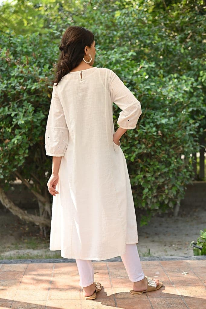 Jasmine Sindhi Hand Embroidered Cotton A-Line Dress view 6