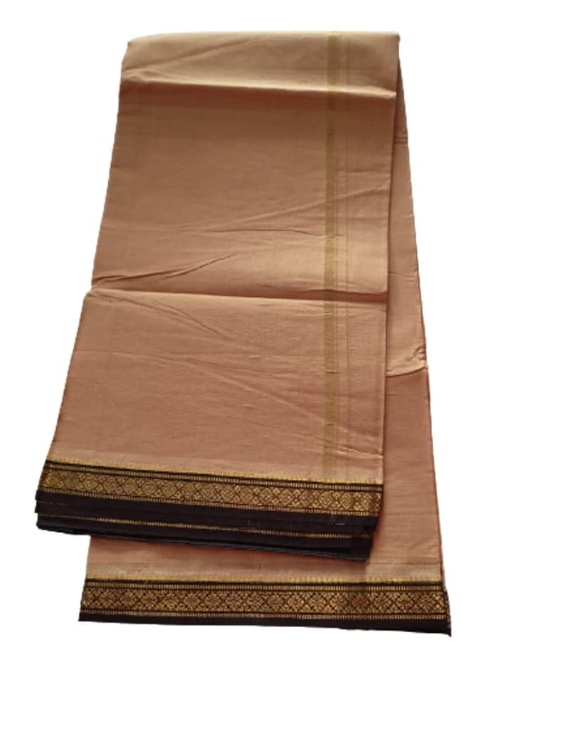 JINKA LAKSHMI COLLECTIONS Pure Cotton White Dhoti 4 Meters Unstitched Pack of 2 (Multicolor-10) view 3