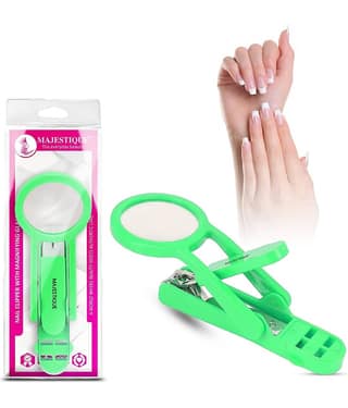Majestique Nail Clipper with Magnifying Glass Sharp Smooth Edge Nails Cutter - 1Pc/Multicolor