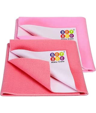 BeyBee Water Resistant Bed Protector Baby Dry Sheet with Ultra absorbance (Small, Pink/Salmon Rose)