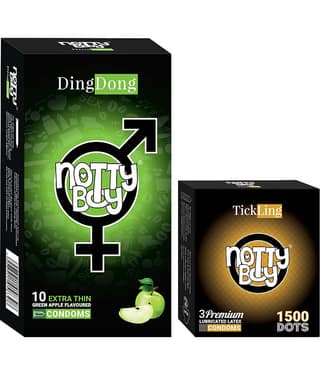NottyBoy Extra Dotted and Fruit Flavour Condoms - Set of 2, 13 Pieces