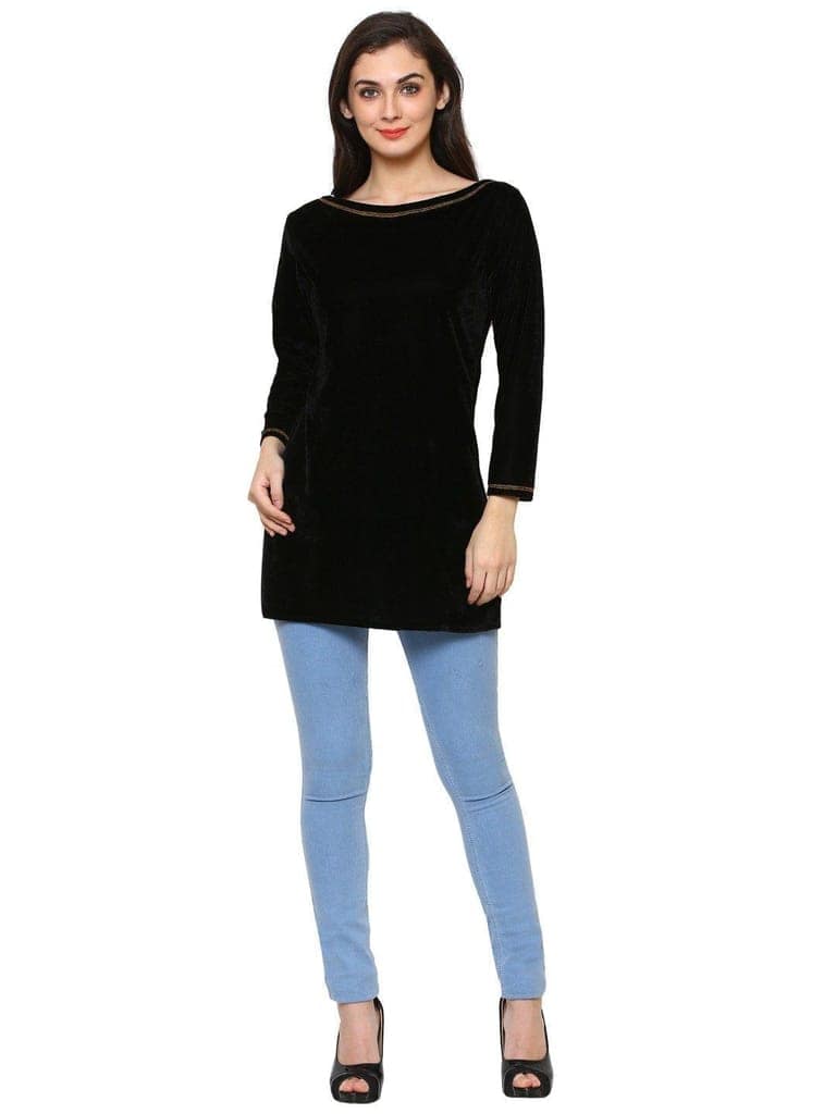 Klamotten Women's Velvet full Sleeves Top WD5K view 2