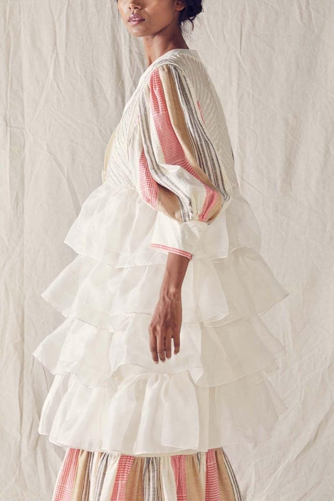 Ivory Ruffled Silk Organza Jacket view 4