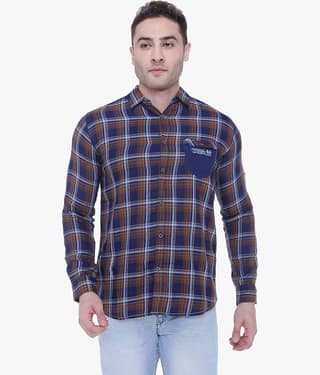 Kuons Avenue - Indigo Cotton Blend Slim Fit Men's Casual Shirt ( Pack of 1 )