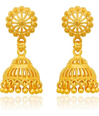 LUV FASHION Golden Jhumki Earrings ( Pack of 1 )
