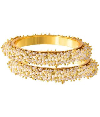 Traditional & Ethnic One Gram Gold Plated Designer Bangles with Pearl for Women & Girls