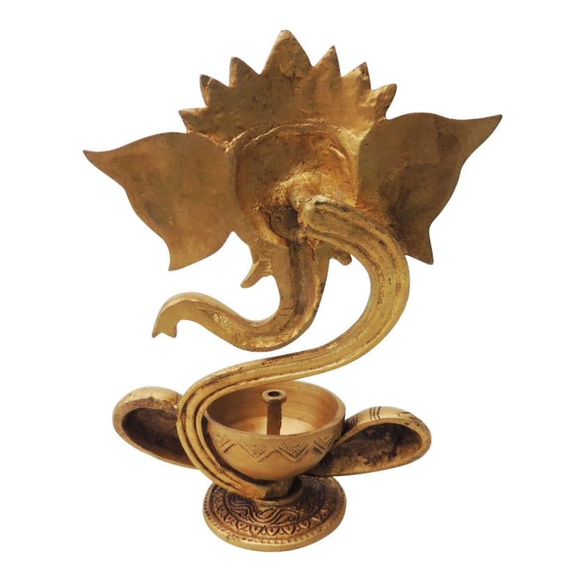 Brass Table Decor Deepak With Ganesh Ji (BSMAS1319 C) view 2