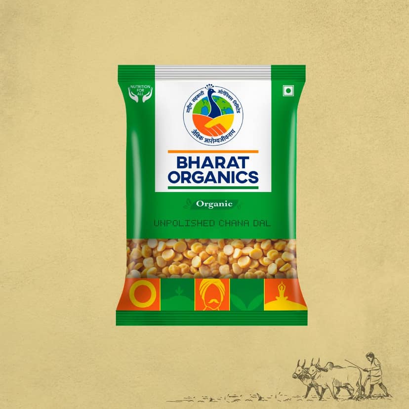 Bharat Organics Unpolished Chana Dal - 1kg