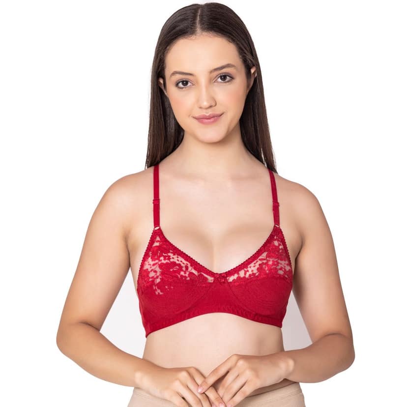 Bodycare polycotton wirefree adjustable straps designer net cup non padded bra-1535B