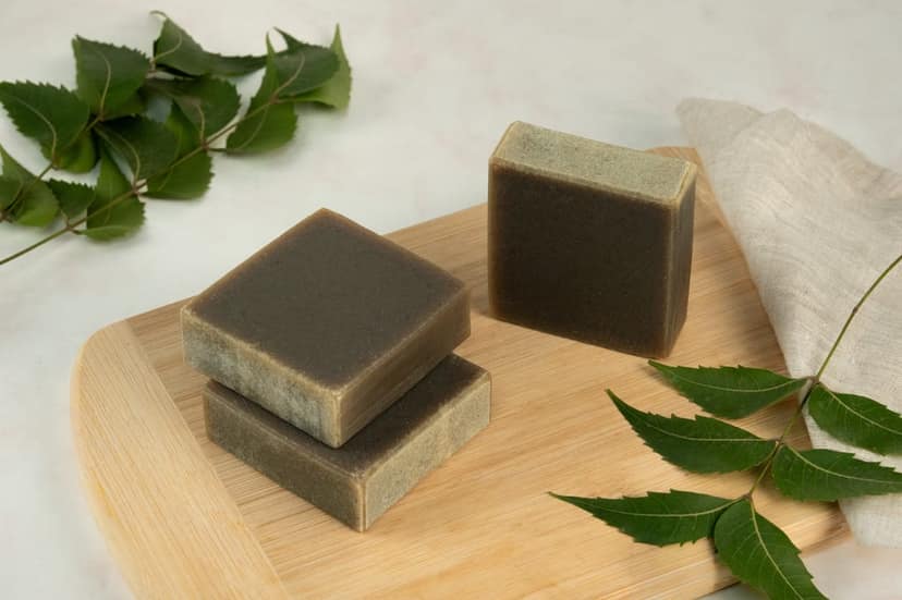 Fynakaa Neem & Eucalyptus Soap | Handmade Cold Processed Soap for Acne & Oily Skin, Perfect for Summer and Monsoon | Natural, Organic & Paraben-Free | Antibaterial & Anti-Inflammatory | For Men & Women, All Skin Types (100gms Pack Of 1) view 2