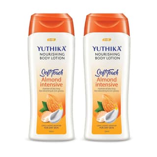 Yuthika Almond Body Lotion for Dry Skin 100ml Pack of 2, Non-Greasy Fast Absorbing & Long Lasting Nourishing Body Lotion